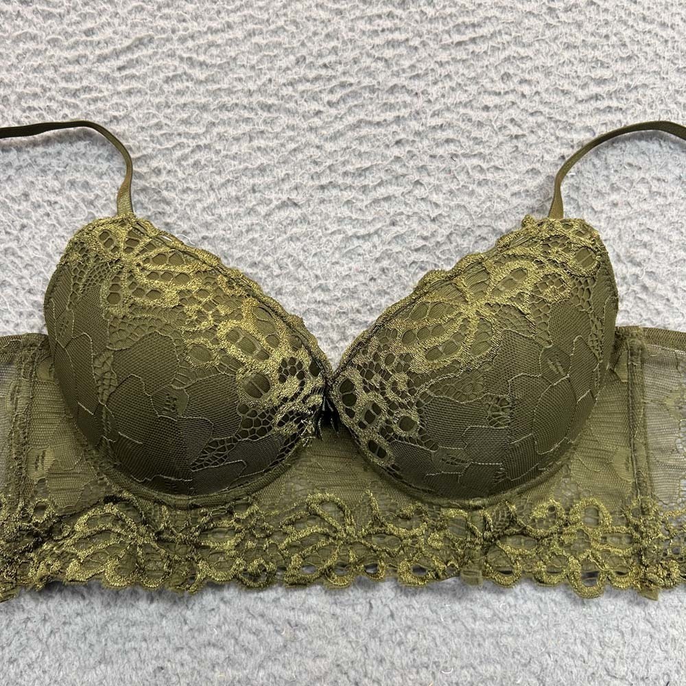 XOXO Bra 34B Longline Bra 5097-28 Push up Green Lace Super Sexy